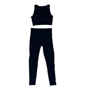 Ribbed Compression Workout Set Black 2 Piece Size Small Worn Twice | Retail $35